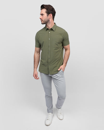 Button Up - Non-Branded-Olive Green-Regular-Full--Model---L