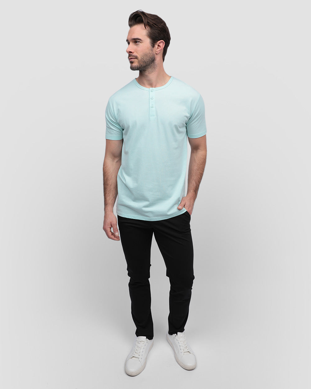 Henley Tee - Non-Branded-Light Blue-Full--Alex---M