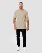 V-Neck Tee - Non-Branded-Cream-Full--Model---M-Regular