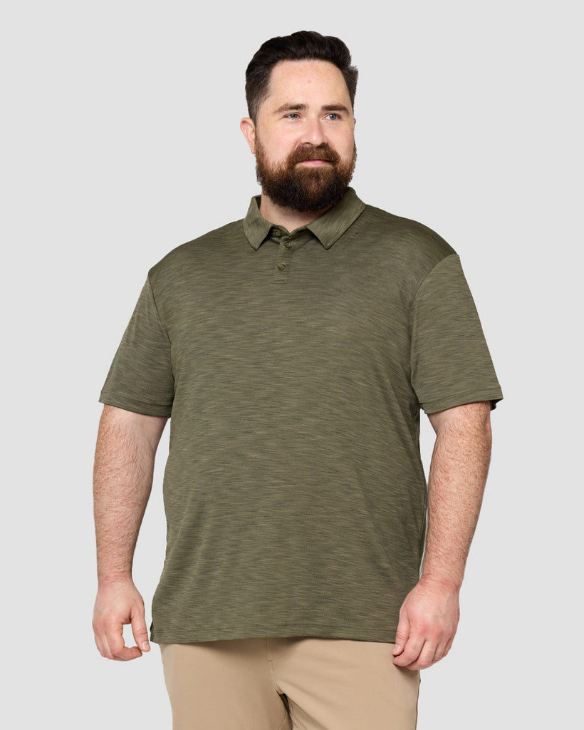 Performance Polo - Non-Branded-Olive Green-Front--Ross---2XL