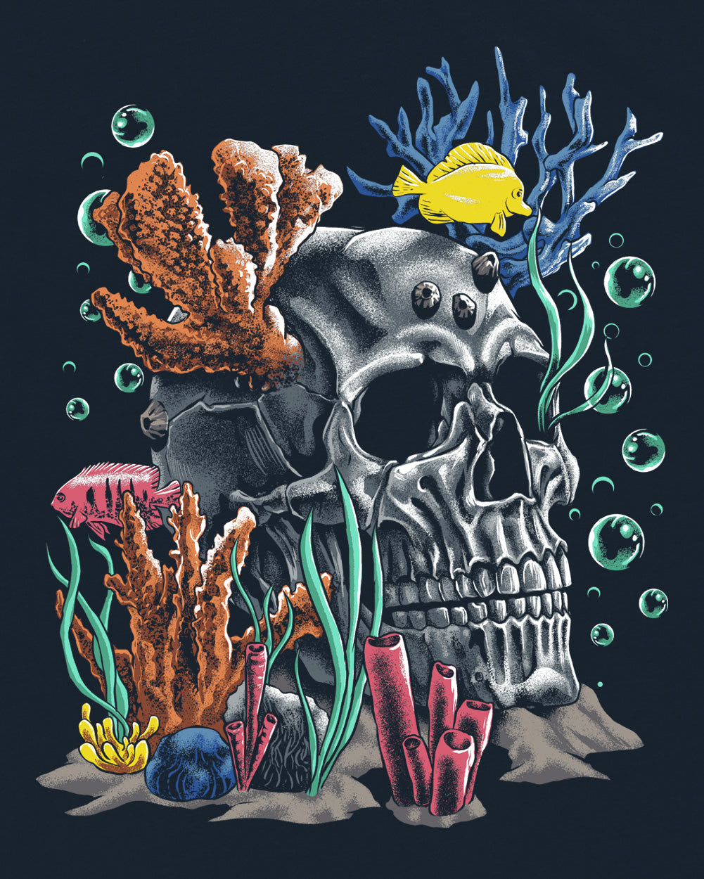 Ocean Remains Tee-Midnight Navy-Regular-Swatch--Model---L
