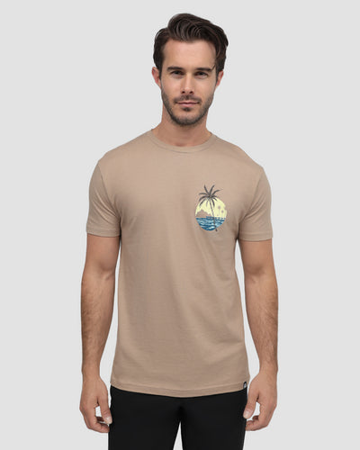 Palm Peak Tee-Heather Tan-Regular-Front--Model---L