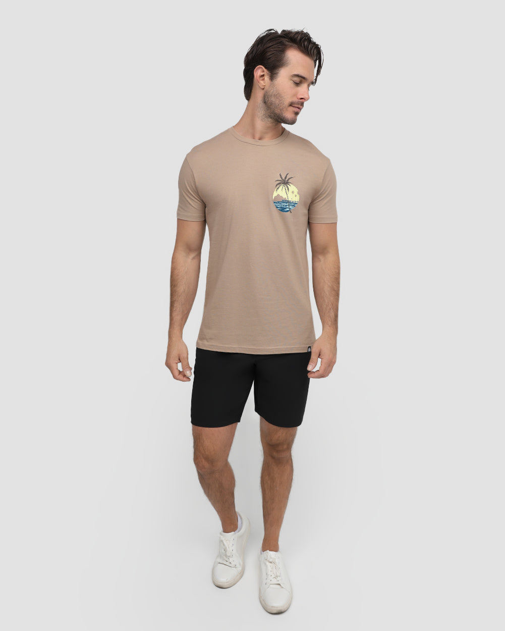 Palm Peak Tee-Heather Tan-Regular-Full--Model---L
