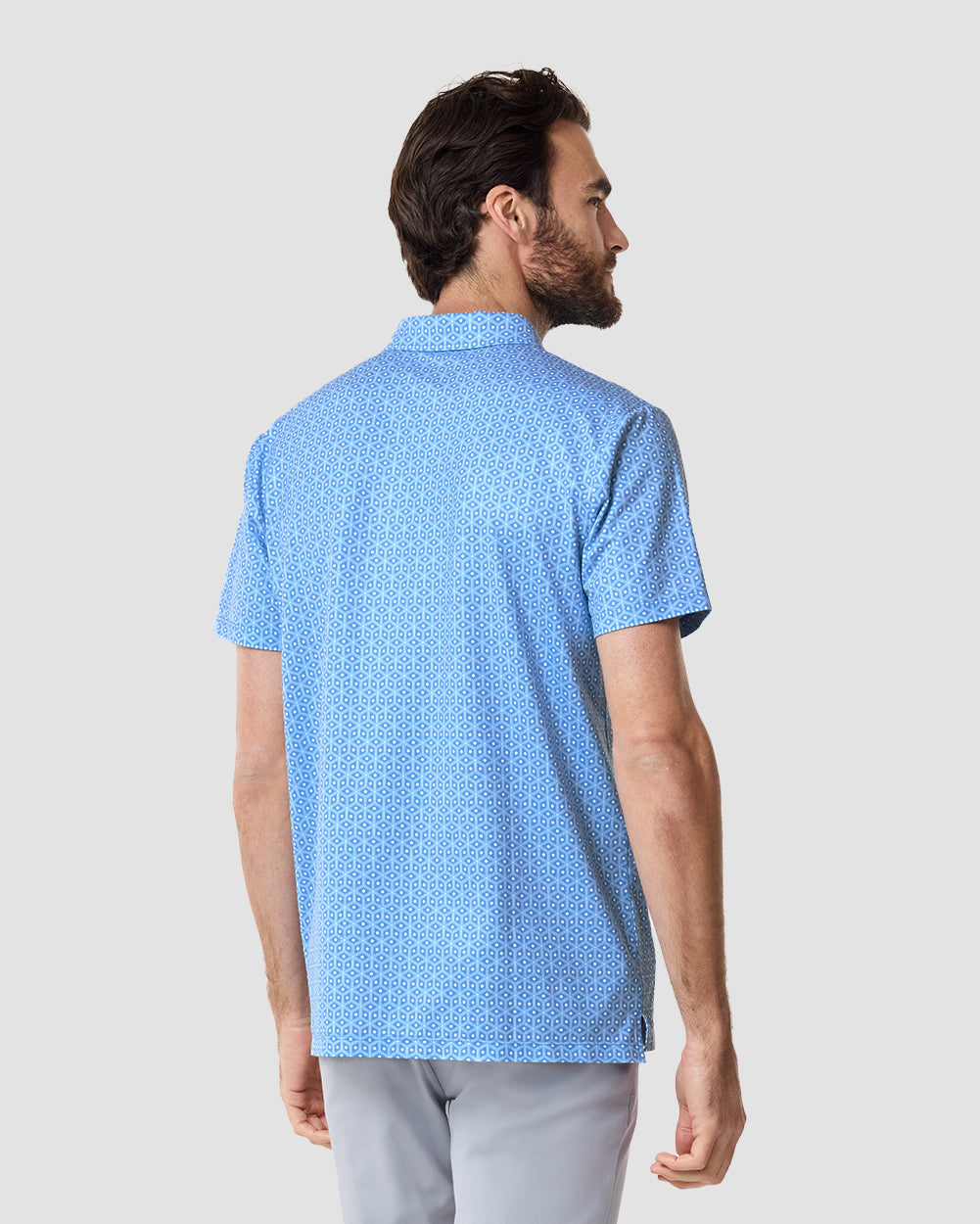 Pursuit Performance Polo-Columbia Blue Cubes-Reg-Regular-Back--Model---L