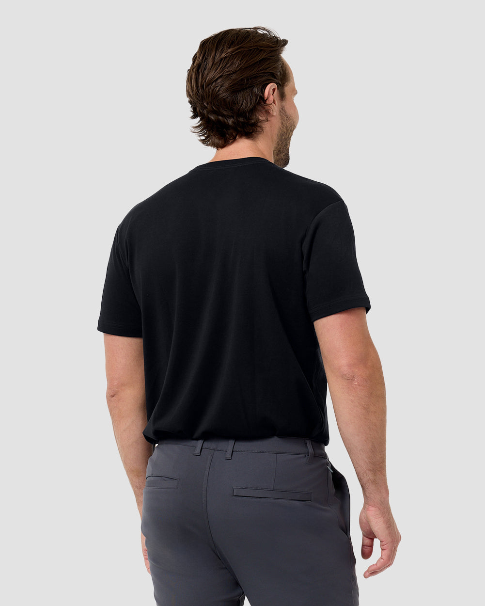 Pima Cotton Tee-Black-Regular-Back Detail--Model---L