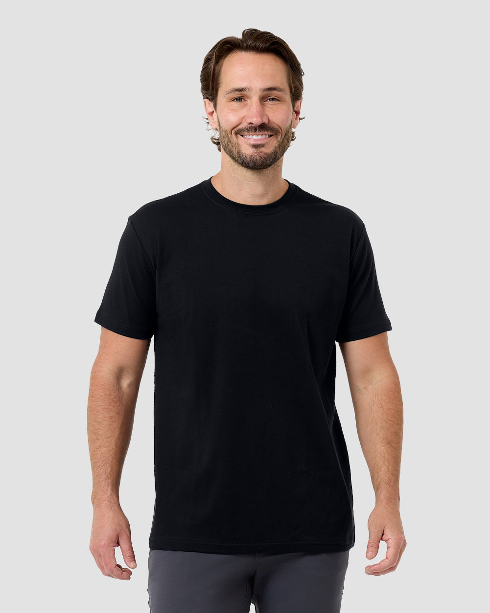 Pima Cotton Tee-Black-Regular-Front--Model---L
