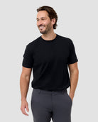 Pima Cotton Tee-Black-Regular-Front Detail--Model---L