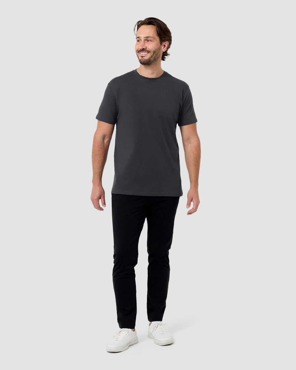 Pima Cotton Tee-Charcoal-Regular-Full--Model---L