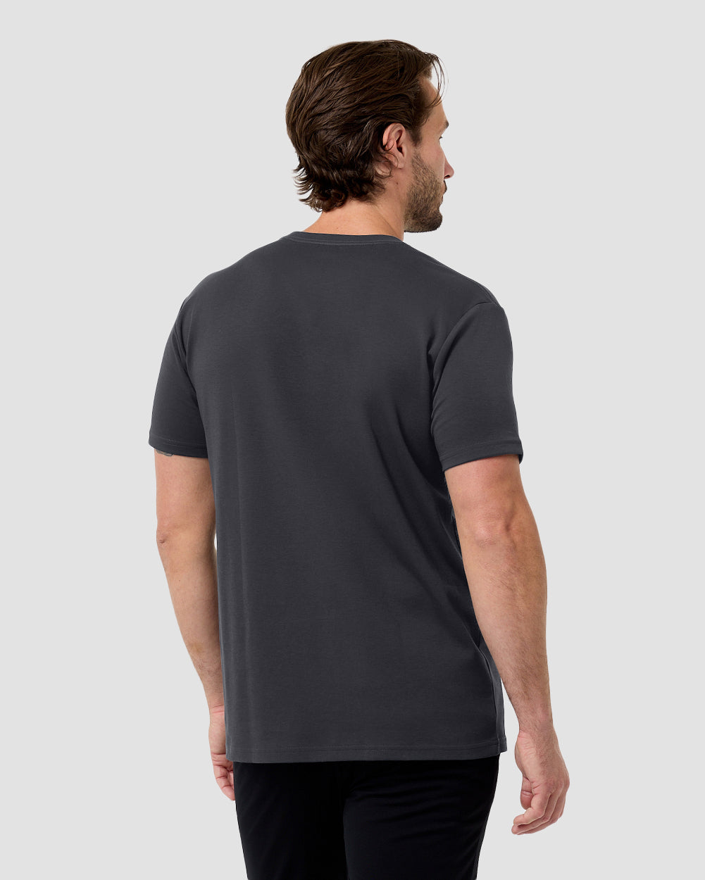 Pima Cotton Tee-Charcoal-Regular-Back--Model---L