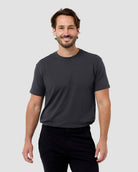 Pima Cotton Tee-Charcoal-Regular-Front Detail--Model---L