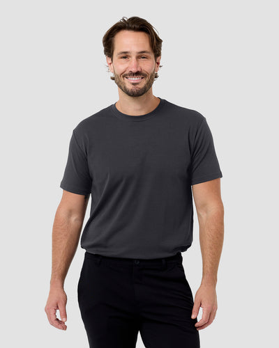 Pima Cotton Tee-Charcoal-Regular-Front Detail--Model---L