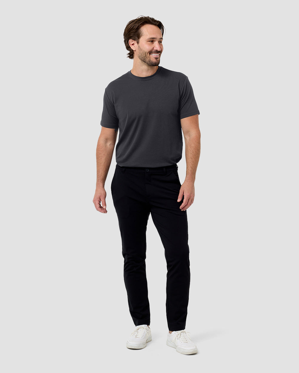 Pima Cotton Tee-Charcoal-Regular-Full2--Model---L