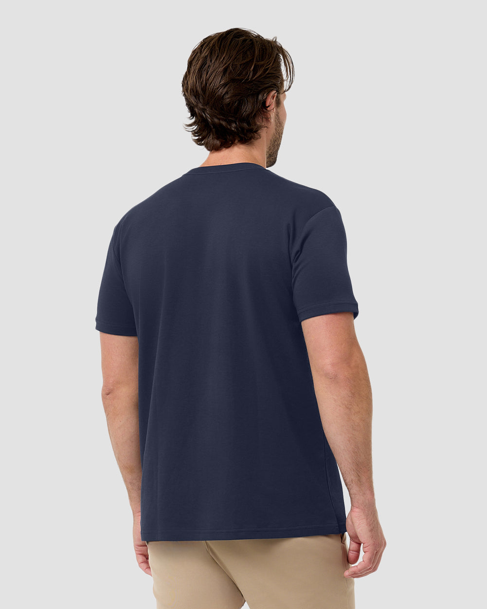 Pima Cotton Tee-Navy-Regular-Back--Model---L