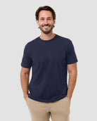 Pima Cotton Tee-Navy-Regular-Front--Model---L