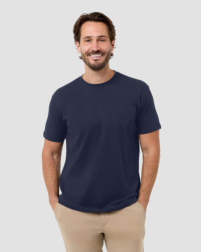 Pima Cotton Tee-Navy-Regular-Front--Model---L