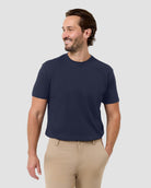 Pima Cotton Tee-Navy-Regular-Front Detail--Model---L