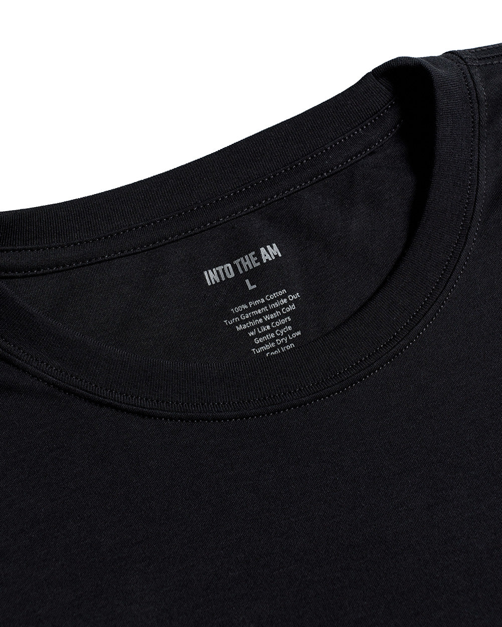 Pima Cotton Tee-Black-Regular-Detail--Model---L