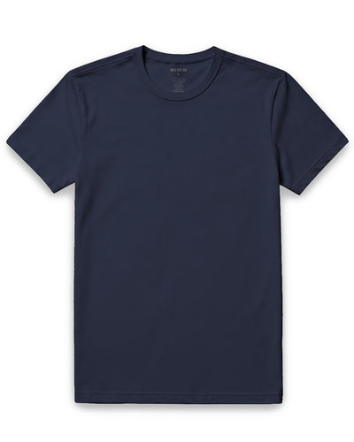 Pima Cotton Tee-Navy-Regular-Mock--Model---L