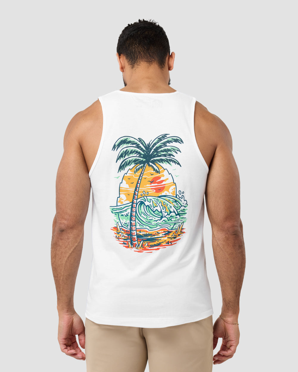 Pineapple Paradise Tank-White-Regular-Back--Model---L