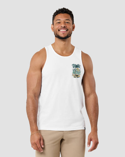 Pineapple Paradise Tank-White-Regular-Front--Model---L