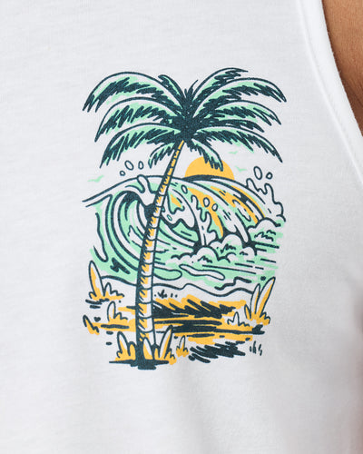 Pineapple Paradise Tank-White-Regular-Detail--Model---L