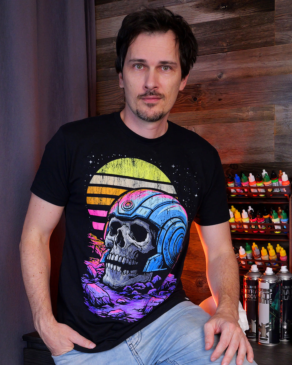 Solar Decay Glow-in-the-Dark Tee-Black-Regular-Lifestyle--Model---L