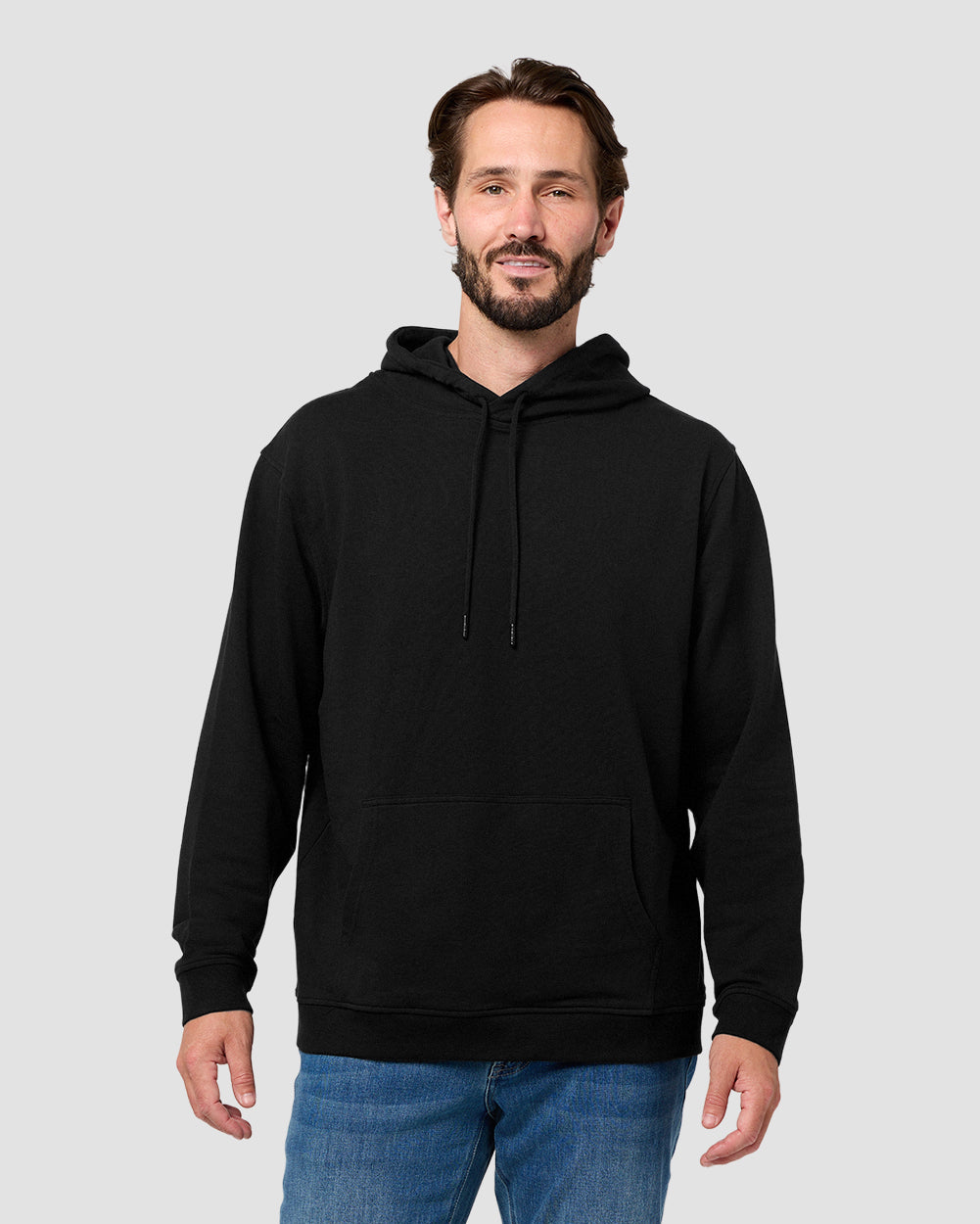 Pullover Hoodie (Classic Pocket) - Non-Branded-Black-Regular-Front--Model---L