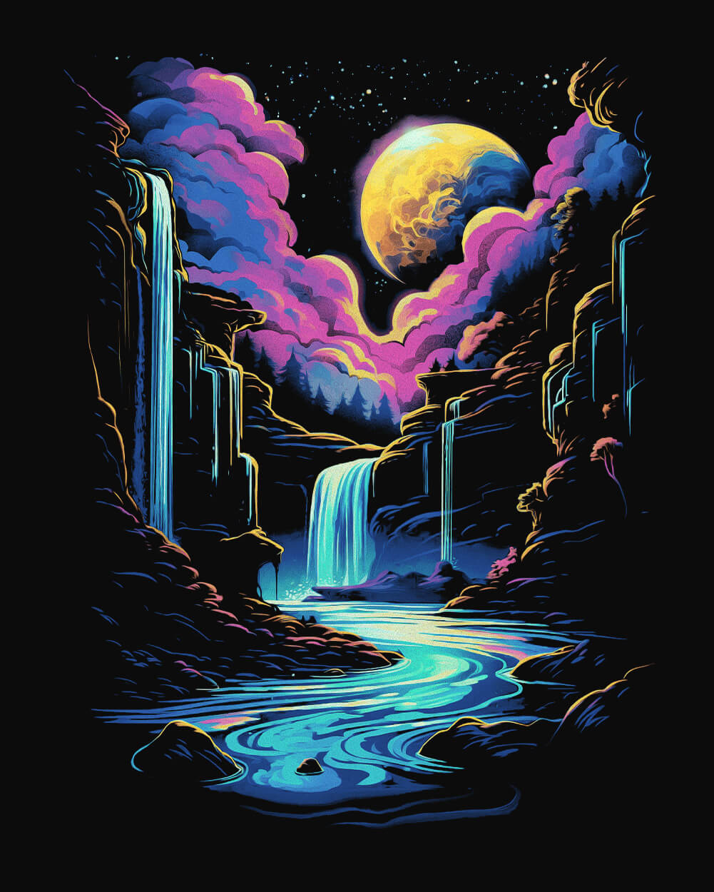 Rainbow Rift Tee-Black-Regular-Swatch--Model---L