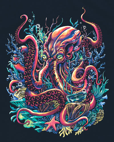 Reef Radiance Tee-Midnight Navy-Regular-Swatch--Model---L