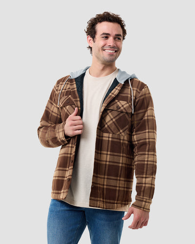 Ridgeview Flannel Jacket-Brown Multi Plaid-Regular-Front--Model---L