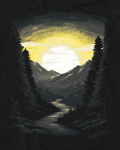 River Dawn Tee-Black-Regular-Swatch--Model---L