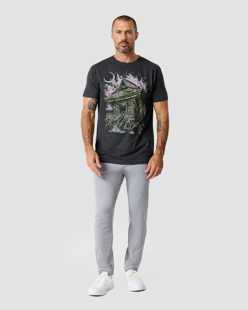 Rooted Relic Tee-Charcoal-Regular-Full--Model---L