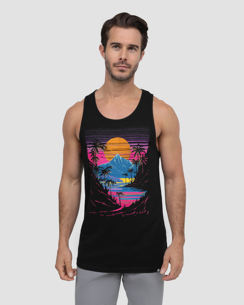 Sherbert Shores Tank-Black-Regular-Front--Model---M