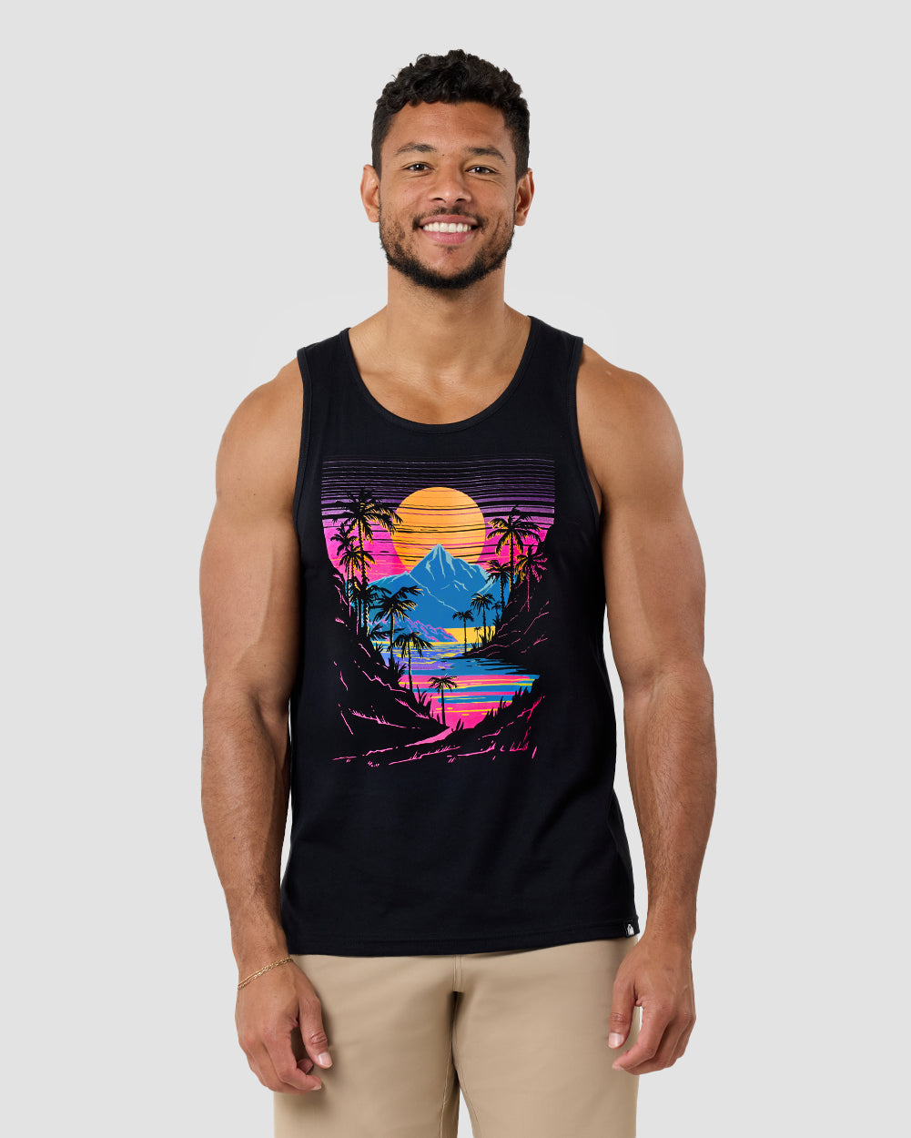Sherbet Shores Tank-Black-Regular-Front--Model---L