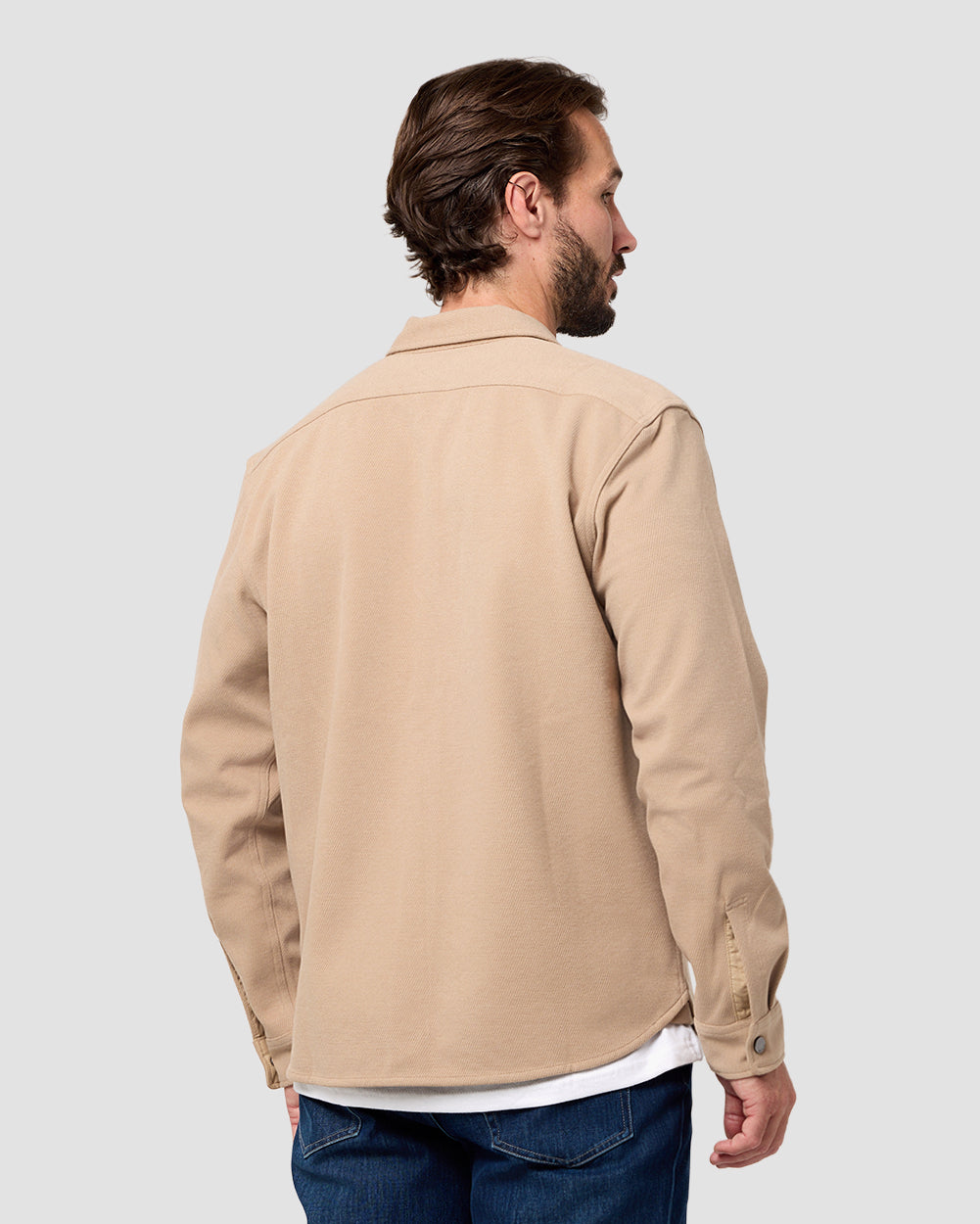 Sierra Shirt Jacket-Beige-Regular-Back--Model---L