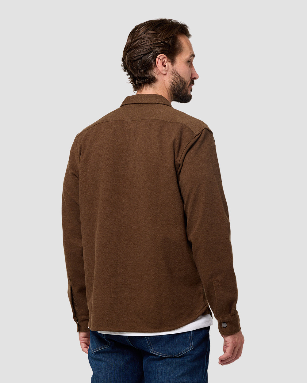 Sierra Shirt Jacket-Brown-Regular-Back--Model---L