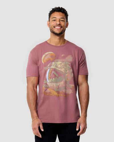 Space Flora Vintage Tee-Vintage Mauve-Regular-Front--Model---L