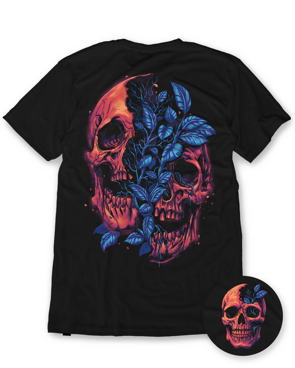 Split Nature Tee-Black-Regular-Mock--Model---L