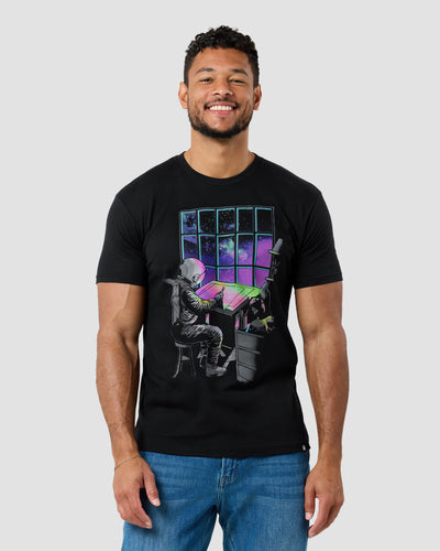 Stellar Sketch Glow-in-the-Dark Tee-Black-Regular-Front--Model---L