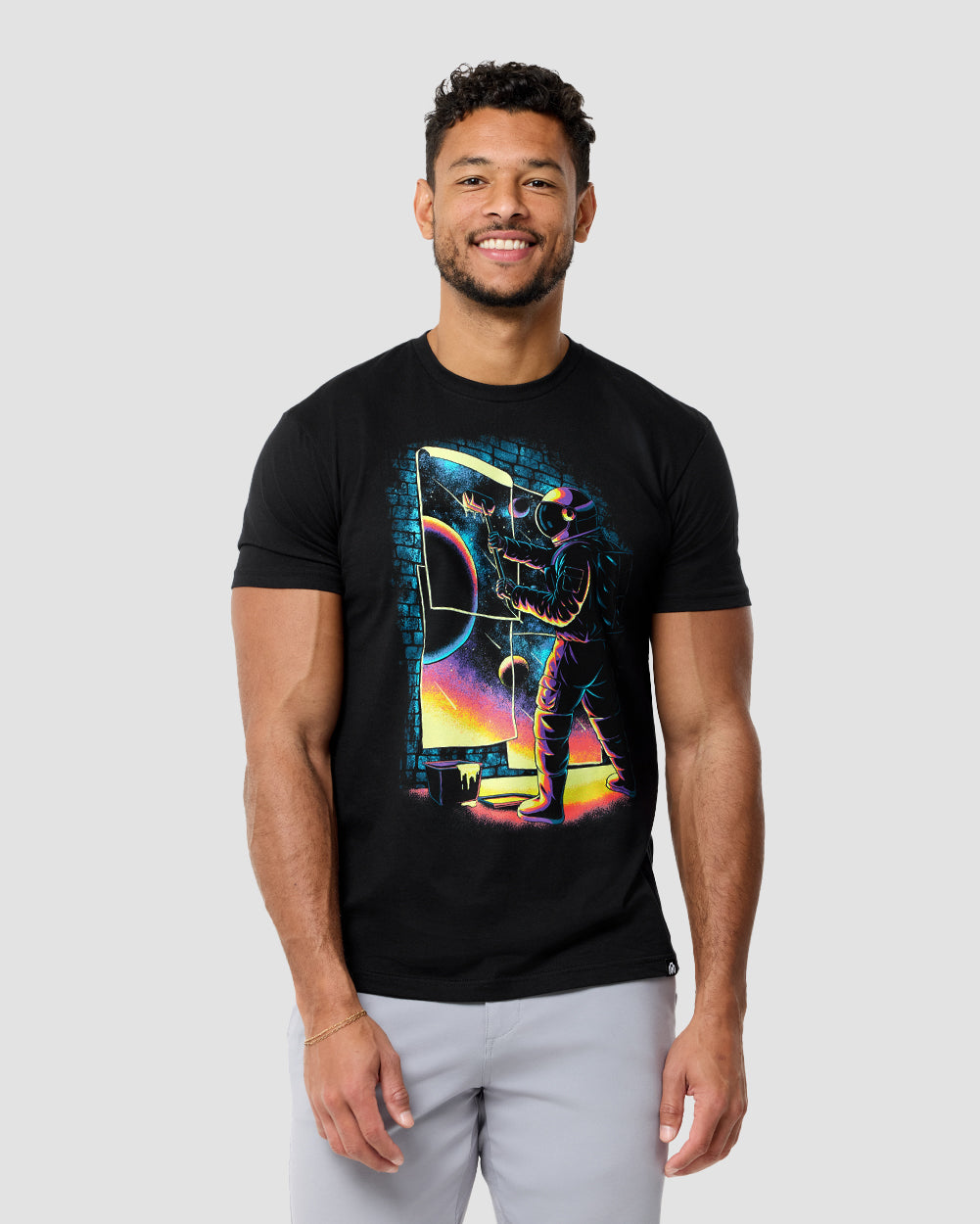 Stellar Streets Tee-Black-Regular-Front--Model---L