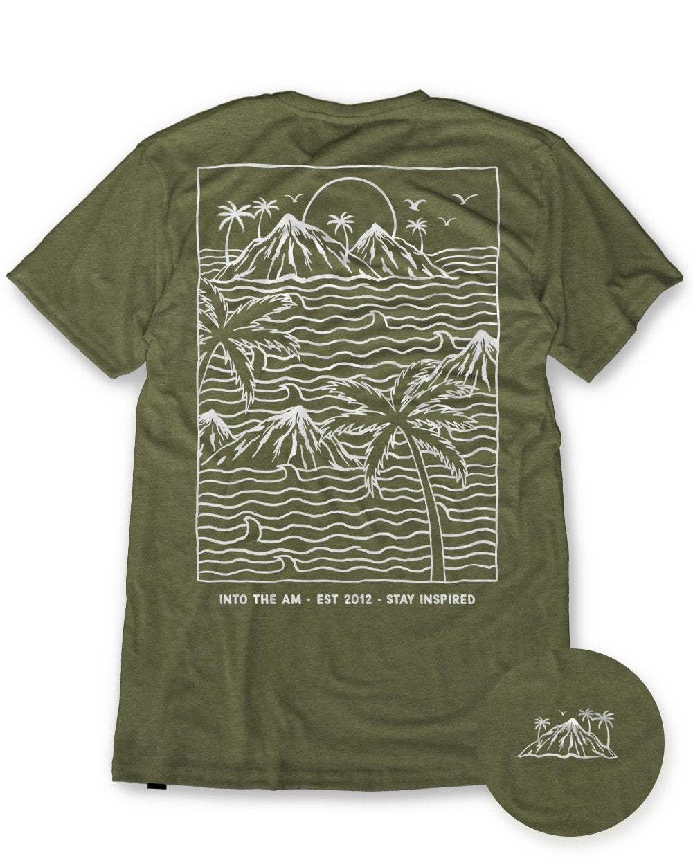 Summer Islands Tee-Olive Green-Regular-Mock--Model---L