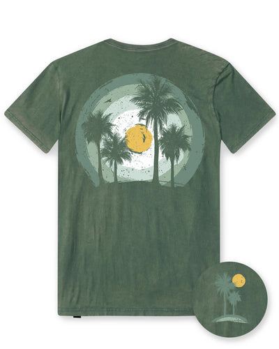 Sunlit Palms Vintage Tee-Vintage Royal Pine-Regular-Mock--Model---L