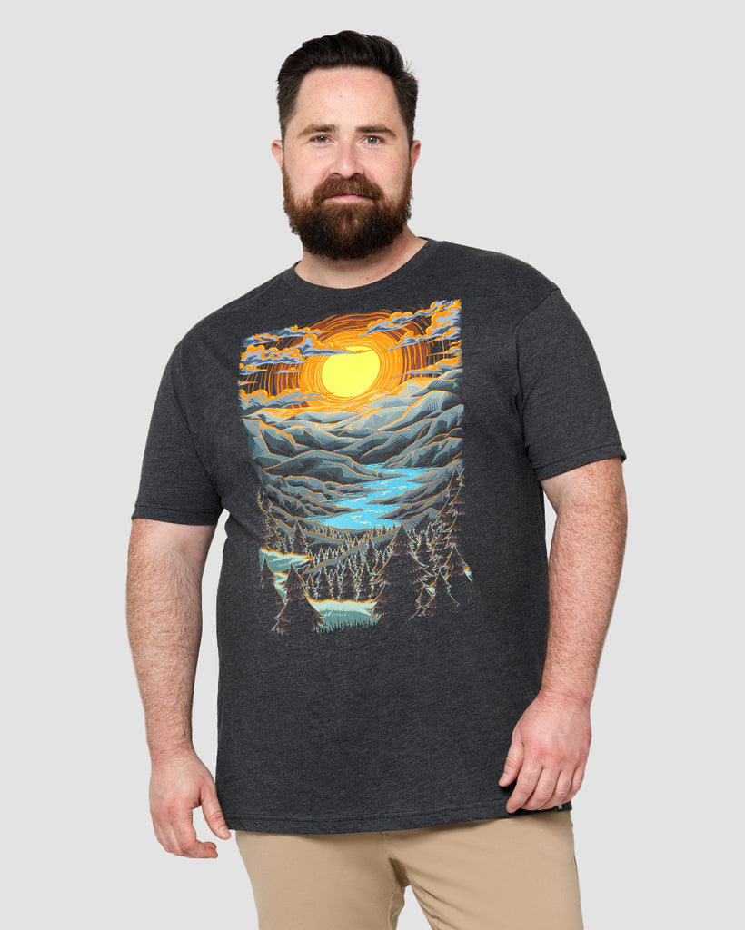 Sunset Serenity Tee-Charcoal-Front--Ross---2XL