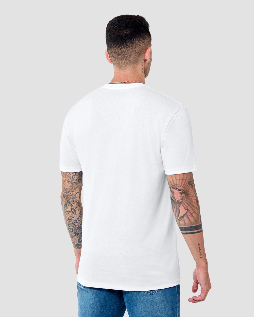 Basic Tee - Non-Branded-Tall-White-Regular-Back--Model---L