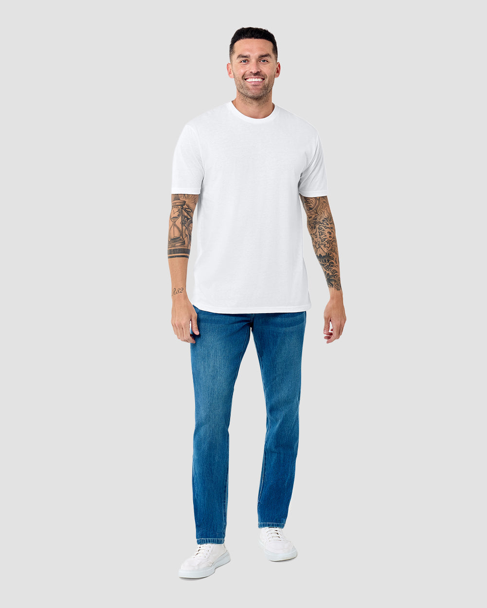 Basic Tee - Non-Branded-Tall-White-Regular-Full--Model---L
