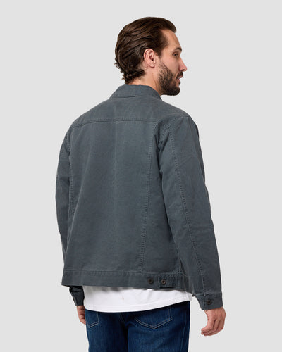 Tradesman Trucker Jacket - Non-Branded-Charcoal-Regular-Back--Model---L