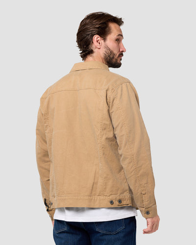 Tradesman Trucker Jacket - Non-Branded-Khaki-Regular-Back--Model---L