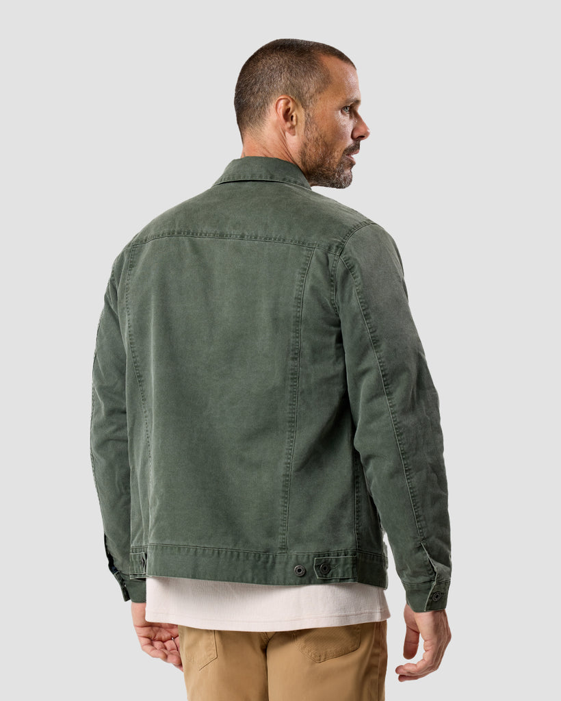 Tradesman Trucker Jacket - Non-Branded-Dark Olive-Back--Zac---M