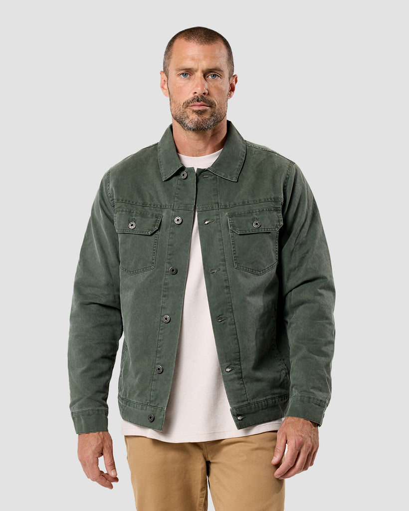 Tradesman Trucker Jacket - Non-Branded-Dark Olive-Front--Zac---M