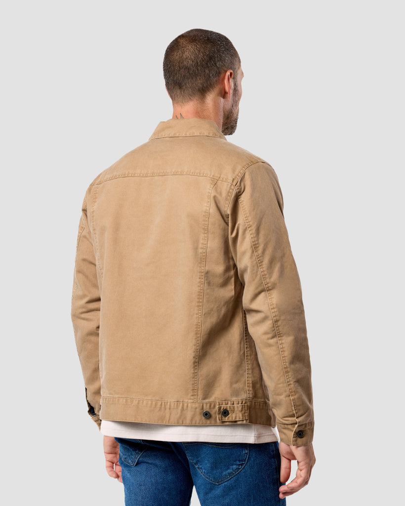 Tradesman Trucker Jacket - Non-Branded-Khaki-Back--Zac---M